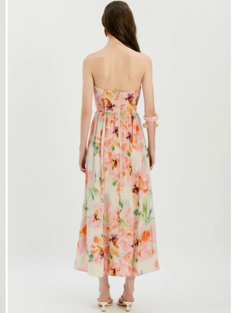 Bardot NWT Lola Corset Midi Dress in Pink Floral - Picture 2 of 5